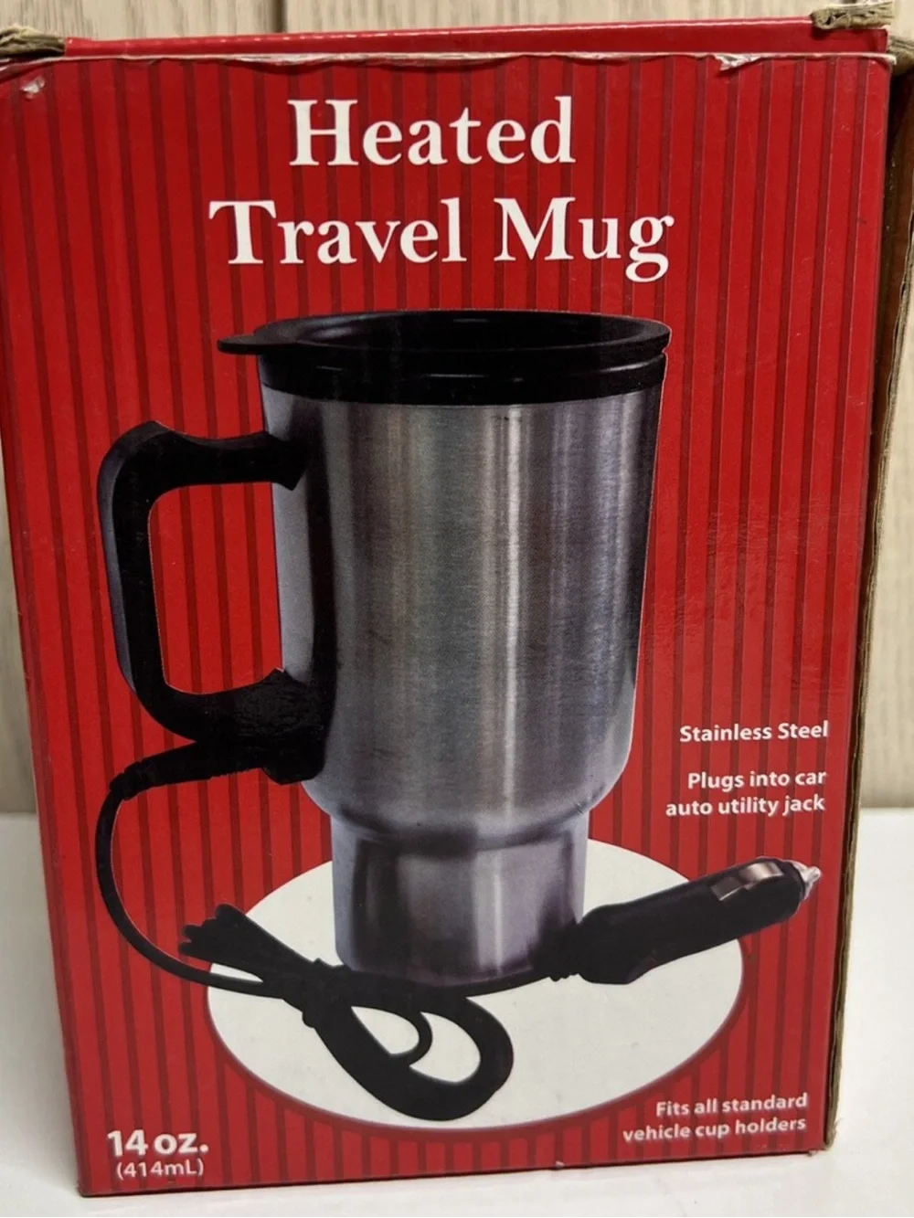 Stainless Steel Heated Travel Mug with Black Handle
